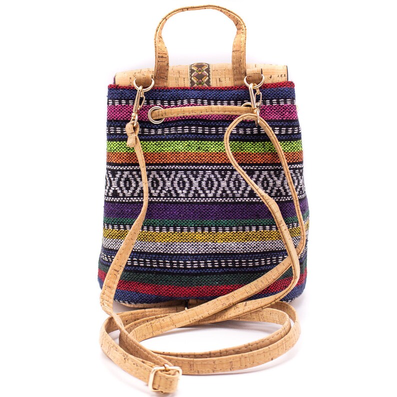 Laserschnitt-Bunter Rucksack aus Kork im Boho-Stil